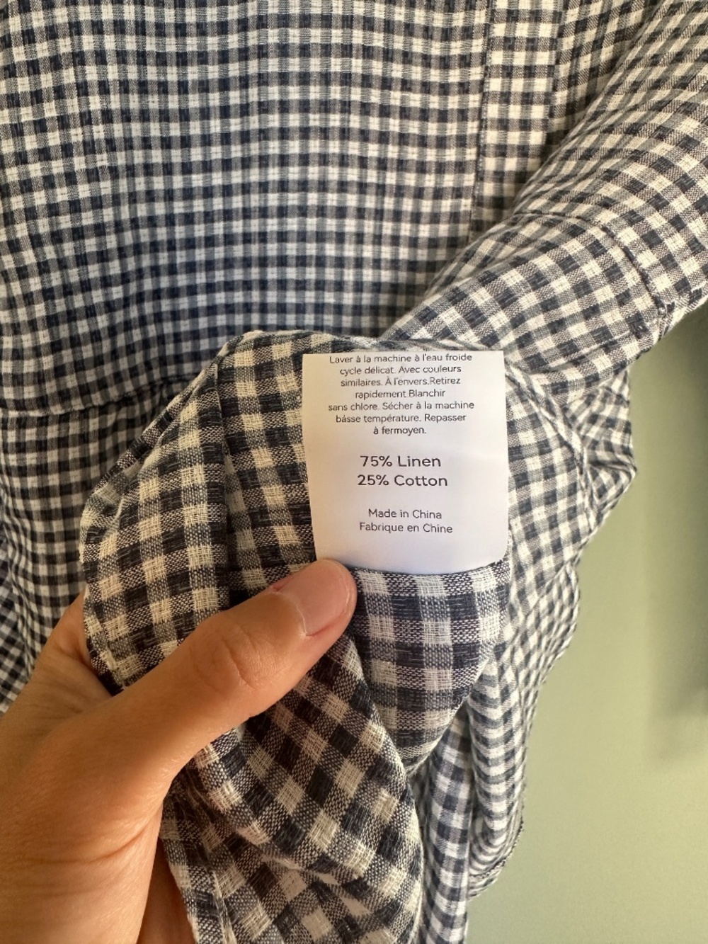 Lintico Long Sleeve Linen Blend Blue Gingham Top Women’s M NWT - Picture 7 of 7
